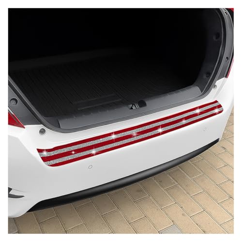 YoRise Bling Car Door Edge Guards, Anti-Scratch Rear Bumper Protector Sticker, Non-Slip Car Door Sill Protector Strip, Bling Rhinestone Adhesive Strip for Most Cars, SUVs (Red) - color: Red