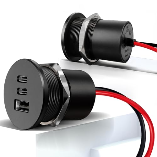 Acegoo 78W 12V USB Outlet, Dual 30W PD3.0 Type-C & 18W QC3.0 Aluminum Car Charger Socket, Multi Port Fast Charging Replacement Socket Accessories for RV Camper Trailer Truck Boat (2 Pcs) - color: 2 Pcs