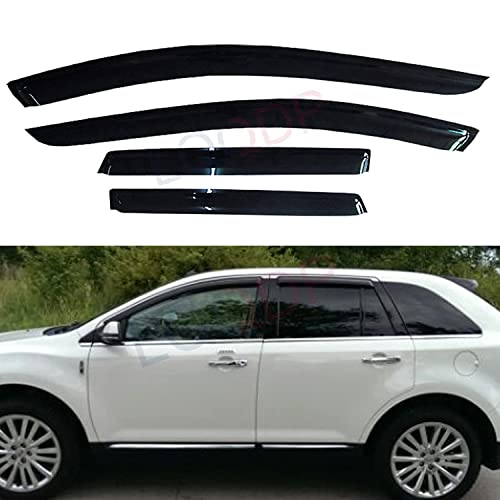 4pcs Front+Rear Smoke Sun/Rain Guard Outside Mount Tape-On Window Visors Compatible with 07-14 Edge 07-15 MKX - size: for 2007-2015 Edge & MKX