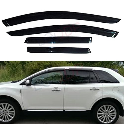 4pcs Front+Rear Smoke Sun/Rain Guard Outside Mount Tape-On Window Visors Compatible with 07-14 Edge 07-15 MKX - size: for 2007-2015 Edge & MKX