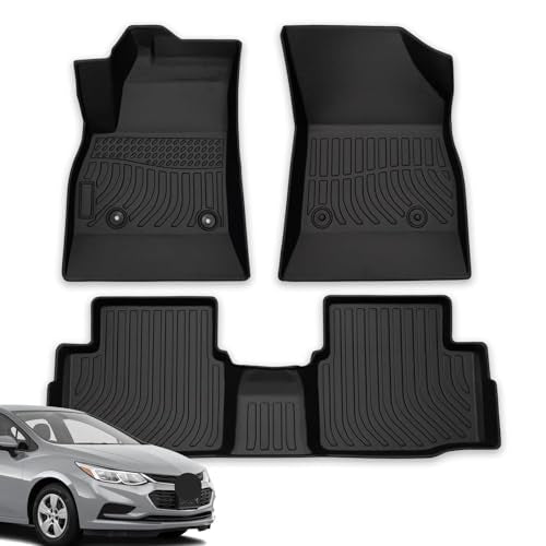 All Weather Floor Mats for 2016-2019 Chevy Cruze (No Fit 2016 Cruze Limited), Chevy Cruze Floor Mats, 1st and 2nd Maximum Coverage, 3D Waterproof TPE Rubber Protector Car Mats Full Set Liners - color: 2016-2019 Cruze