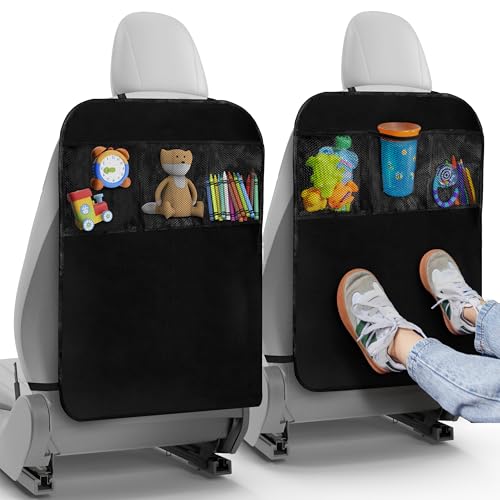 Todays Kids 2 Pack Kick Mats Back Seat Protector - Backseat Car Organizer for Kids, Car Storage Organizer, Back Seat Cars Organizers, Cars Organizers Backs Seats, Travel Accessories, 3 Pockets - color: 3 Pockets