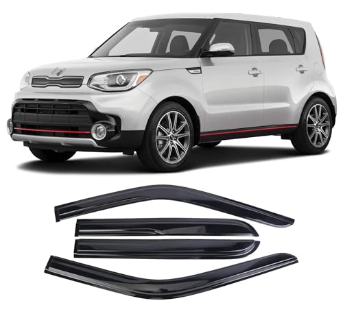 Tape-On Window Visors Deflectors Rain Guards 4 Piece Set ‎Compatible with 2014-2019 Kia Soul 94367 - size: 2014-2019 Kia Soul