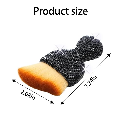 zipelo Auto Interior Dust Brush, Car Detailing Cleaning Brush with Diamond, Bling Handle Soft Bristles Dusting Tool, Scratch Free Dirt Clean Brushes for Vehicle Dashboard, Air Conditioner Vent (Black) - color: Black