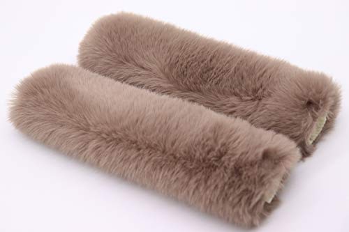 Pinbola 5pcs in 1 Set Faux Wool Steering Wheel Cover Soft Fluffy Handbrake Cover & Gear Shift Cover & 2pcs Seat Belt Shoulder Pads Warm Universal Fit for 15 Inch (Tan) - color: Tan