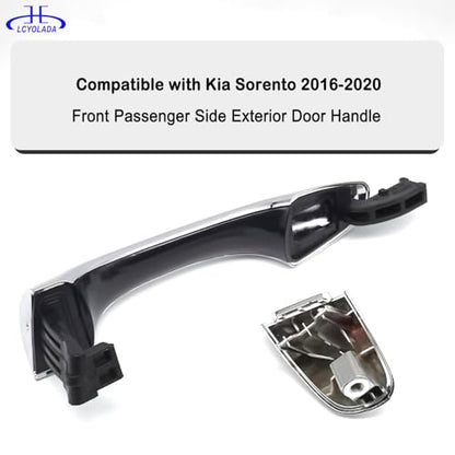 Exterior Door Handle Front Right Passenger w/Cover Compatible with 2016-2020 Kia Sorento, Replaces# 82651C5010,Chrome - size: Front Right