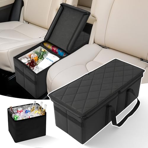 Car Seat Organizer for Subaru Ascent 2019-2026 w/Built-In Cooler Bag, Car Second Console Organizer w/Non-Slip Strips, Foldable Car Backseat Organize for Dog Toys Kids Snacks Travel Storage Box - size: For Ascent 2019-2026