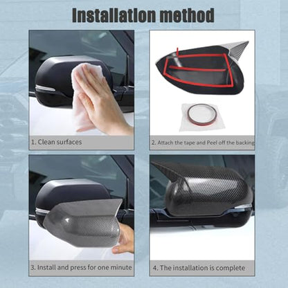 AUCERAMIC Stick-on Mirror Cover Caps Fit 2022-2024 for Toyota Tundra 2023-2024 for Sequoia 3.4L Door Side View Mirror Back Cover Cap Overlay (Carbon Fiber) - style: Carbon Fiber