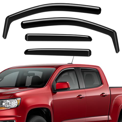 in-Channel Rain Guards Compatible with Chevy Colorado 2012-2022 Black Extra Durable Shatterproof Side Window Deflectors Visors Fit for GMC Canyon 2015-2022, Wind Deflectors - 4 PCS - size: Fit for Chevy Colorado 2012-2022 in Channel