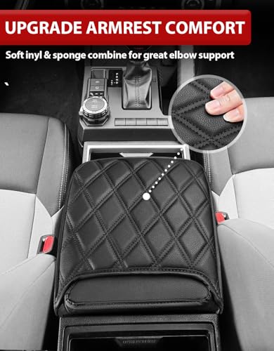 KBH Center Console Armrest Cover for Toyota Tacoma 2024 2025 2026, Vinyl Leather Interior Accessories, Durable Middle Console Protector, Anti-Scratch - size: Toyota Tacoma 2024-2026, Black
