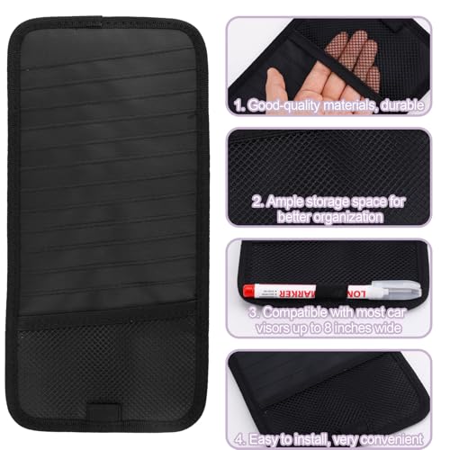 Penitue Car CD DVD Case Holder, Protective Vehicle Sun Visor Organizer with 12 Storage Sleeves Mesh Pocket & Pen Holder Protective DVD Case Visor Storage Organizer (Black)