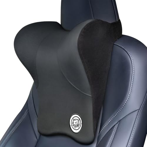 Car Neck Pillow for Driving Seat, Soft Memory Foam Headrest Pillow with Adjustable Strap and Removable Cover, Ergonomic Neck Support for Car, Office Chair, Gaming Chair – Dark Grey - color: Dark Grey, size: Pack of 1