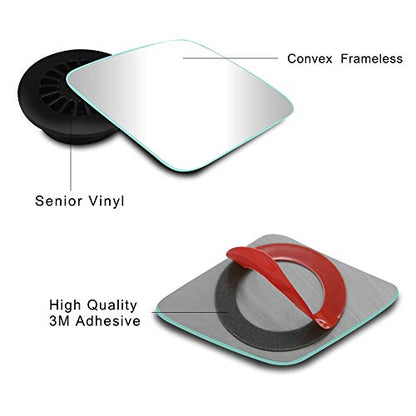 POMFW Blind Spot Mirror, 2 inch Rearview Convex Side Mirrors for Cars SUV Truck Van Stick on 3M Adhesive, Rear View HD Glass Frameless Sway Rotate adjustable Wide Angle 2PCS (Rhombus) - style: Rhombus