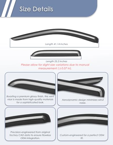 Extra-Thick Window Rain Guard for Dodge Ram 1500 2002-2008 Quad Cab&2500/3500 2003-2009 Extended Cab Rain Guards Side Window Visors Truck Vent Visor Window Deflectors Vent Shades - size: 2002-2008 Ram 1500 Quad Cab/2003-2009 2500&3500