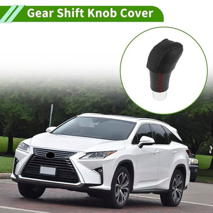 Anti-Slip Gear Shift Knob Cover Car Stick Shifting Handle Protector for Lexus RX350 2023-2024 Black Faux Leather