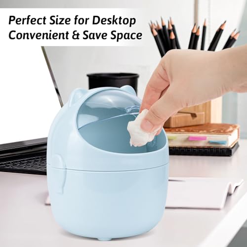 3 Pack Cute Mini Trash Can, Small Desk Trash Can with Lids, Countertop Tiny Garbage Cans with 180 Trash Bags and 3Pcs Stickers, Kawaii Plastic Waste Bin for Bathrooms Kitchen Office - color: Style 2, 3Pcs