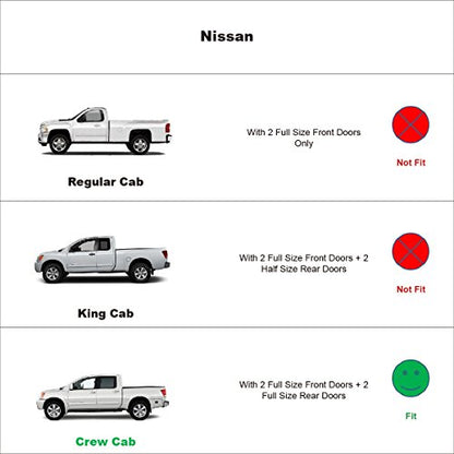 4pcs Side Window Visor Wind Vent Deflector fit for 2004-2015 Nissan Titan Crew Cab,in-Channel Style Shatterproof Dark Smoke Shade Tape On Sun Rain Guards 194858 - size: 2004-2015 Titan Crew Cab(In-Channel)