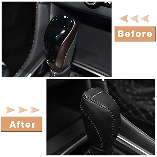 1pc Auto Car Gear Shift Handle Knob Cover Shift Lever PU Leather Protective Interior Accessories for Subaru Crosstrek 2018-2025(Black Stitches) - color: Black Stitches