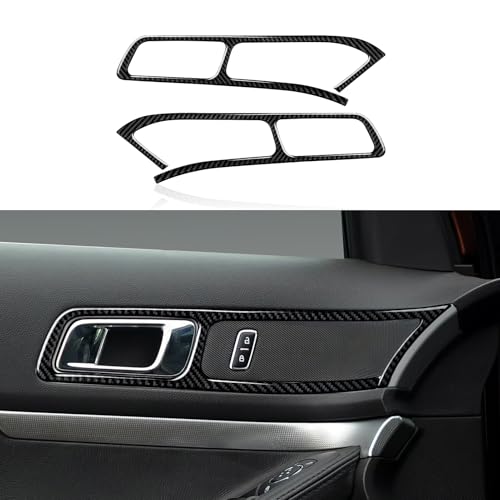 Car Front Inner Door Bowl Sticker Carbon Fiber Decal Interior Trim Cover for Ford Explorer Sport 2010-2015 Accessories - color: Front Inner Door Bowl