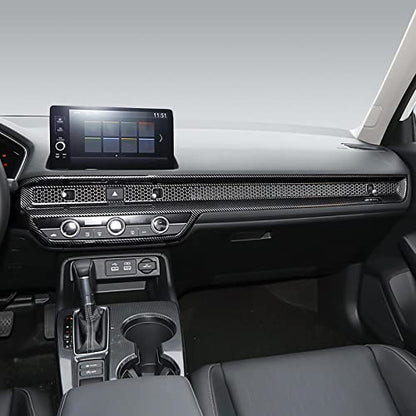 Center Console Dashboard Cover Decals for 2022-2025 Honda Civic 11th Gen Accessories ABS Carbon Fiber Interior Stickers - color: Center Dashboard Cover Trim