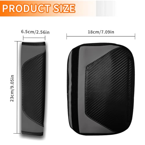 2PCS Car Seat Belt Cover, Carbon Fiber Safety Seatbelt Shoulder Strap Covers, Breathable Leather Soft Harness Pad for Car Interior Accessories (Black/Gray) - color: Black/Gray