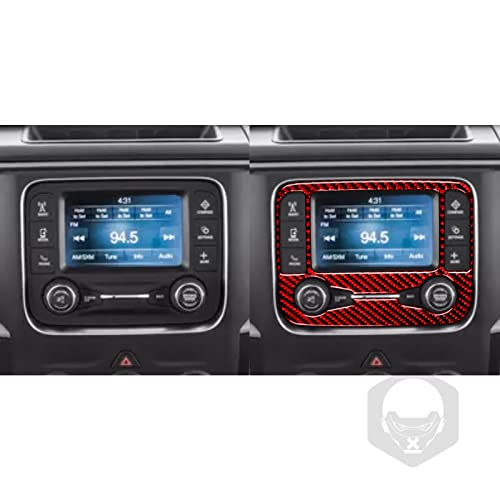 Red Carbon Fiber Color Center Dash Radio Audio Control Panel Cover Navigation Frame Trim Compatible with Dodge Ram 1500/2500/3500 2013 2014 2015 2016 2017 2018, Style B - color: Red 18