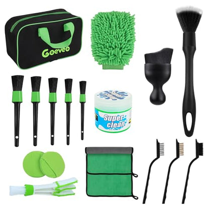 18PCS Car Detailing Brush Set, Car Interior Detailing Kit for Cleaning Interior, Exterior, Wheels, Dashboard, Upholstery Care, Professional Car Care Kit for Car Owners and Enthusiasts