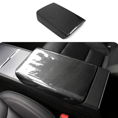 Tesla Model 3 / Y Arm Rest & Center Console Cover, Design for 2024-2026 Model 3 Refresh Highland & 2025 2026 Model Y Juniper, ABS Material Scratch Resistan (Gloss Carbon Fiber Pattern) - color: Gloss Carbon Fiber Pattern, size: M3 Highland & MY Juniper