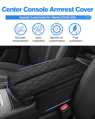 Autorder Center Console Cover for 2023-2025 2026 Mazda CX-50 CX50 Accessories Armrest Cover Leather Armrest Cushion Anti-Scratch Protector with Pockets - size: 2023-2026 Mazda Cx-50