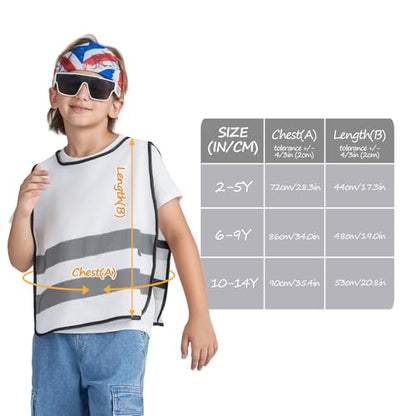 A-SAFETY kids High Vis Reflective construction Safety vest - color: White, size: 2-5Year