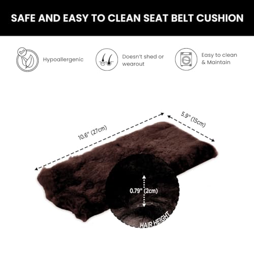 Andalus Brands 2-Pack Authentic Sheepskin Seat Belt Cover Pad – Ultra Soft Car Shoulder Pads, Neck Cushion Protectors with Genuine Natural Merino Wool (Mocha) - color: Mocha