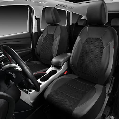 CAR PASS Leather Seat Covers, Automotive Sport Car Seat Cover Super 5mm Composite Sponge Inside, Airbag Compatible Universal Fits Most Cars, SUVs, Trucks and Vans (Full Set,Black & Gray) - color: Black and Gray, size: Full Set