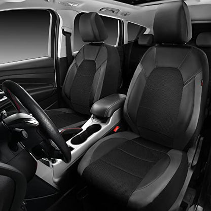 CAR PASS Leather Seat Covers, Automotive Sport Car Seat Cover Super 5mm Composite Sponge Inside, Airbag Compatible Universal Fits Most Cars, SUVs, Trucks and Vans (Full Set,Black & Gray) - color: Black and Gray, size: Full Set