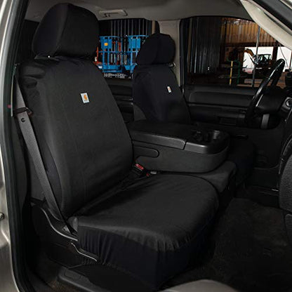 Carhartt Universal Nylon Duck Canvas Fitted Bucket Seat Cover, Durable Seat Protection with Rain Defender, Single, Black - color: Black, size: One Size