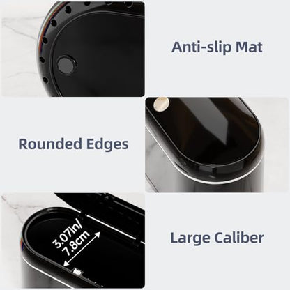 PAVSTINE Mini Trash Can for Desk with 5 Rolls of Trash Bags, Small Press-Top Countertop Garbage Bin, Removable Waste Basket for Bedroom, Vanity, Coffee Table, Kitchen (Black Full-Lid) - color: Black Full-Lid