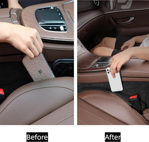 Car Seat Gap Filler Set of 2, Premium Interior Car Accessories, Multifunctional Car Storage Solution with Non-Slip Design, Fits Most Vehicles (Blacker) - color: Blacker