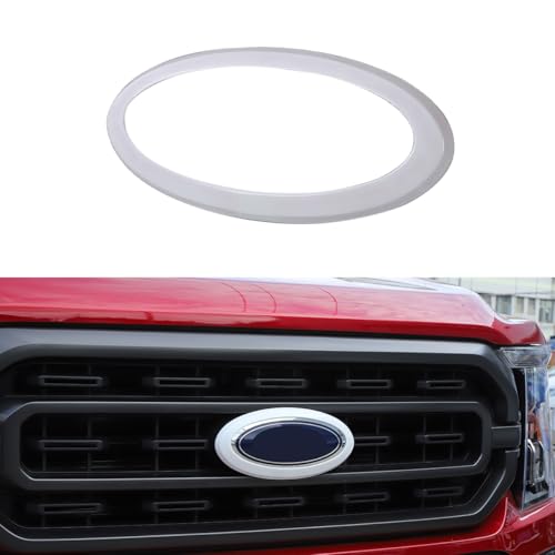 Car Front Grille Nameplate Emblem Trim for Ford F150 F-150 2021-2025 Grill Logo Ring Decoration Cover Exterior Accessories, White Without Camera Hole - color: White, size: WITHOUT Camera Hole
