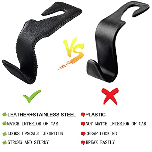 Car Hooks Universal Car Vehicle Back Seat Headrest Hanger Holder Hook Microfiber Leather & Stainless Steel for Bag Purse Cloth Drink Grocery (Black) - color: Black