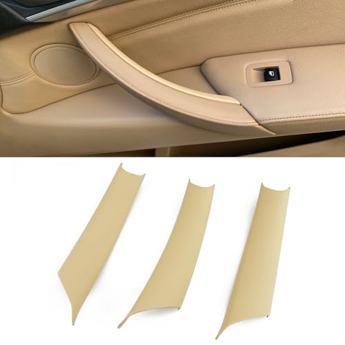 3PCS Car Door Handle Cover Fit for BMW X5 E70 F15 F85 2007-2018, X6 E71 F16 F86 2008-2019 Interior Door Pull Handles Protective Decorate Covers (E70 E71 Beige) - color: E70 E71 Beige