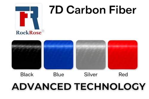 RockRose 7D Super Glossy Black Carbon Fiber Vinyl Wrap, Anti-Wrinkle, Air Release Automotive Bubble Wrap, Self Adhesive Car Vinyl Sticker DIY Decals 1FT x 5FT - color: 7D Black, size: 1FT x 5FT