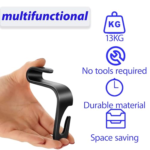 Car Seat Headrest Hook, Organizer Universal for Handbag/Purse/Gym Bag/Hat/Baby Gear/Groceries Car Accessories, Car Back Seat Headrest Hook (Black) (2)