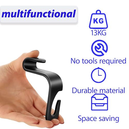 Car Seat Headrest Hook, Organizer Universal for Handbag/Purse/Gym Bag/Hat/Baby Gear/Groceries Car Accessories, Car Back Seat Headrest Hook (Black) (2)