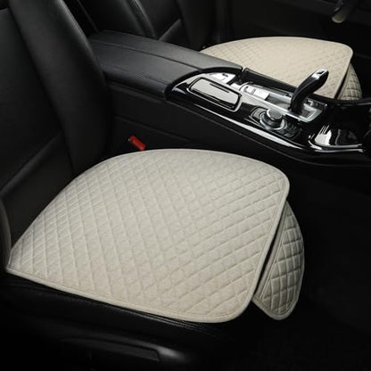 West Llama Linen Car Seat Covers,Bottom Seat Covers for Cars Include 2 Piece Front Driver Seat Pad Mat Universal Fits 90% Vehicles,SUVs,Cars,Sedans(2Piece-Beige) - color: B-Beige, size: 2 Front Bottom Seat Covers