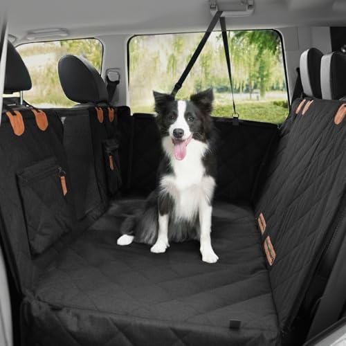 Dog Car Seat Cover for Back Seat, Hard Bottom Back Seat Extender for Dogs, Waterproof Car Hammock, Backseat Bed and Car Seat Protector, Nonslip Fit for Cars, SUVs, Trucks, 52 x 25 in, Black - color: Black