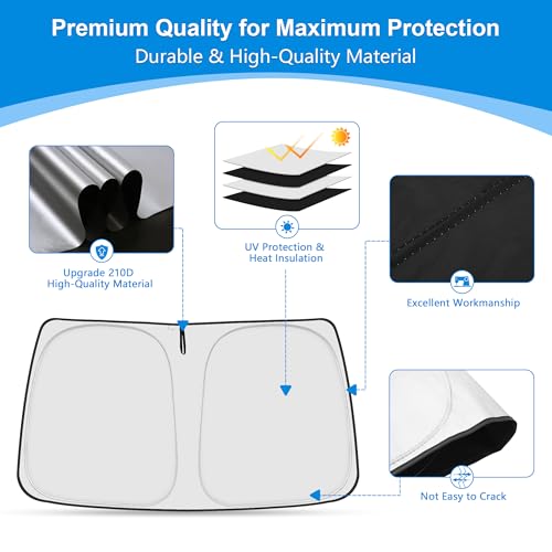Front Windshield ＆ Side Window Sun Shade for 2015-2024 Fo-rd Transit Van High and Medium Roof, Foldable Window Sunshade Sun Visor Protector, Window Shades Blocks UV Rays Heat, Pack of 3 - size: Silver & Black-fit 2015-2024 Ford Transit