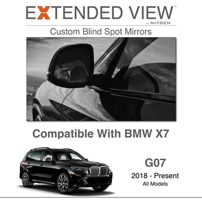 Blind Spot Mirrors- Compatible with BMW X7 Extended View, X7 Series - 2 Piece Set (Left & Right) - size: X7 Series