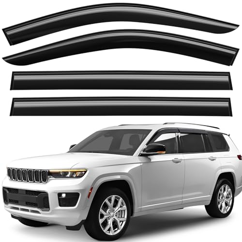 Window Deflectors Smoke Tinted Tape-On Side Window Vent Visor Deflectors Rain Guards Compatible with Jeep Grand Cherokee L 2021-2026 - 4pcs. GW0789 - color: For Grand Cherokee L 21-26