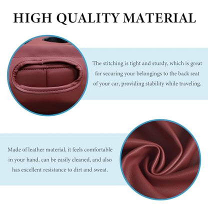 Car Back Seat Organizer, Leather Automotive Rear Seat Couch Cup Holder Expander Tray, Vehicle Cup Holder Tray Holds Snacks Remotes Phones for Truck RV Boat Couch Pillow Bed (Wine Red) - color: Wine Red