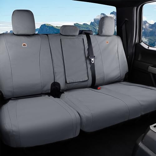Coverado Rear Car Seat Covers, Waterproof Canvas Seat Protector for Car Seat Cushions for Kids & Dogs, Seat Covers Compatible with 2015-2026 Ford F150&2017-2026 Ford F250 F350 F450(Gray, 2PCS) - color: Gray, size: Rear