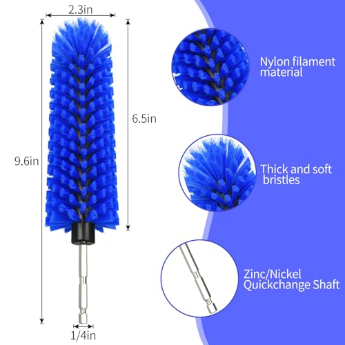 Drill Brush for Car Wheel and Bottle, Highly Dense and Durable Car Cleaning Brush for Wheels, Rims, Engines, Exhaust, Bottle - color: 1 Pack Dark Blue